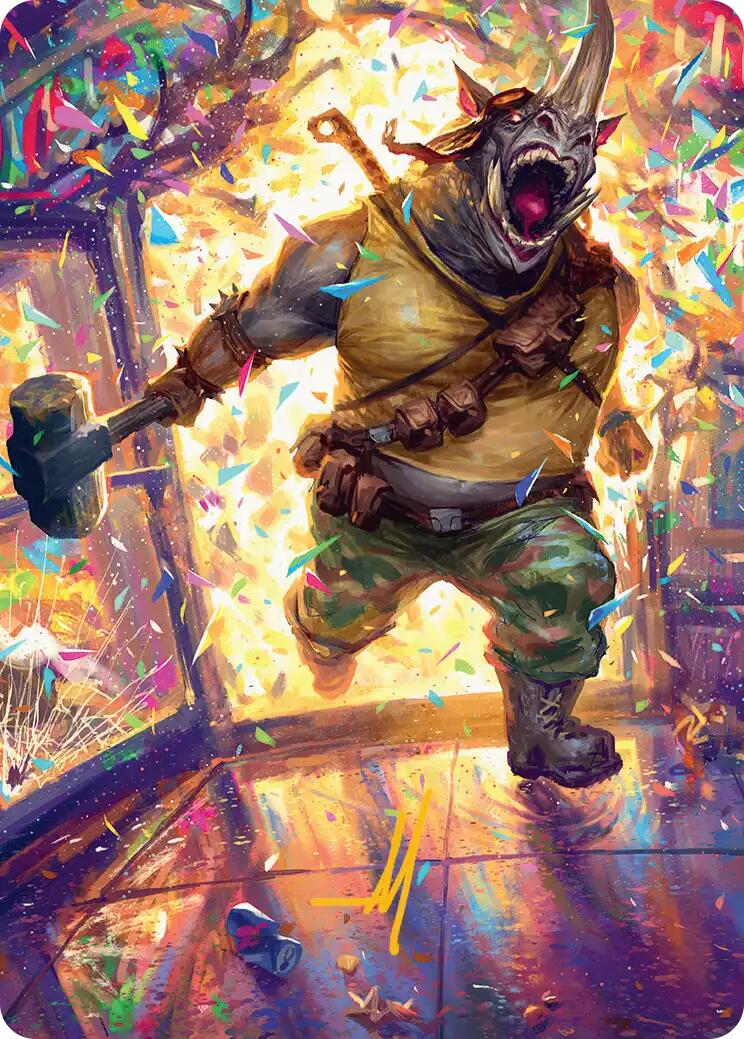 Rocksteady, Rowdy Rhino Art Card (Gold-Stamped Signature) [Teenage Mutant Ninja Turtles Art Series] | Lots Moore NSW