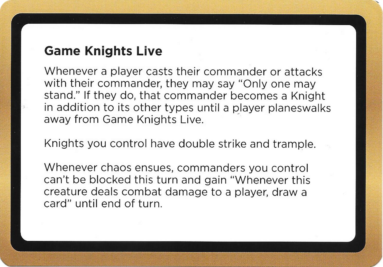 Game Knights Live (Black Lotus Unknown Planechase) [Oversize Cards] | Lots Moore NSW