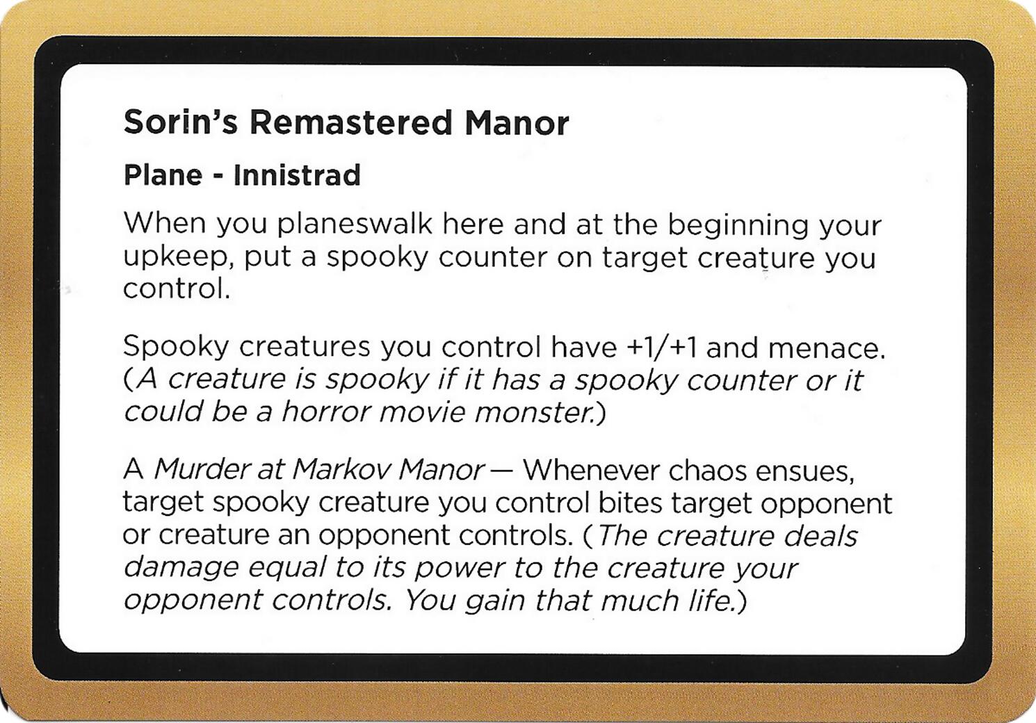 Sorin's Remastered Manor (Black Lotus Unknown Planechase) [Oversize Cards] | Lots Moore NSW