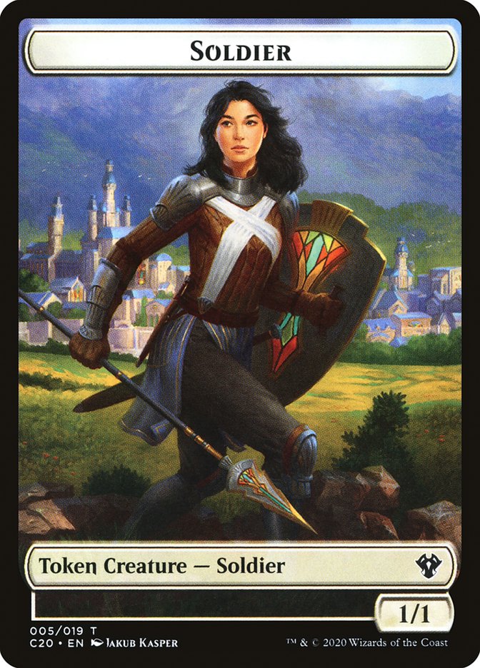 Human Soldier (005) // Drake Double-Sided Token [Commander 2020 Tokens] | Lots Moore NSW