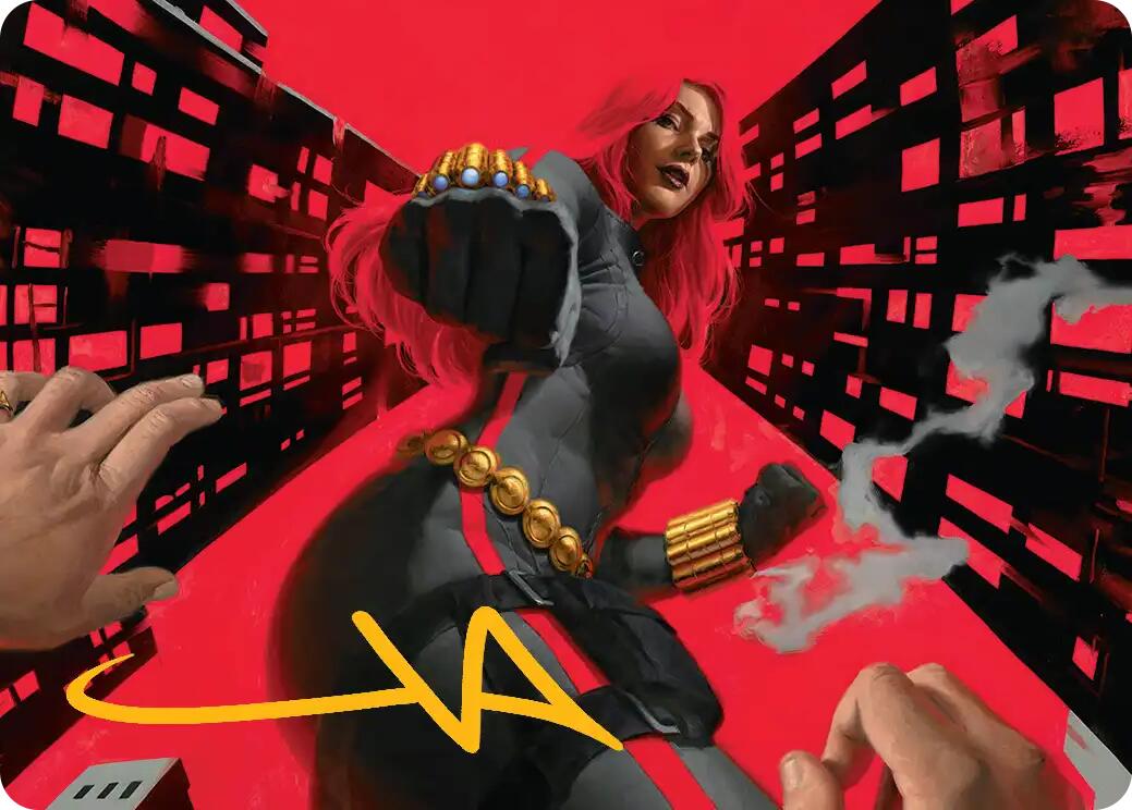 Black Widow, Deadly Hunter Art Card (Gold-Stamped Signature) [Marvel Super Heroes Art Series] | Lots Moore NSW