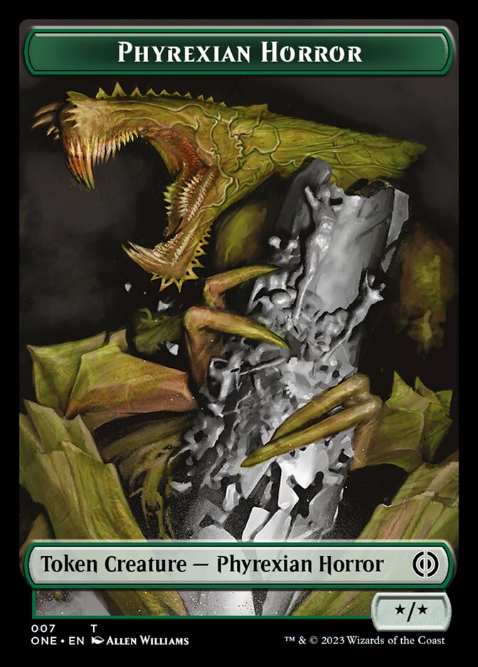 Phyrexian Mite (011) // Phyrexian Horror (007) Double-Sided Token [Phyrexia: All Will Be One Tokens] | Lots Moore NSW
