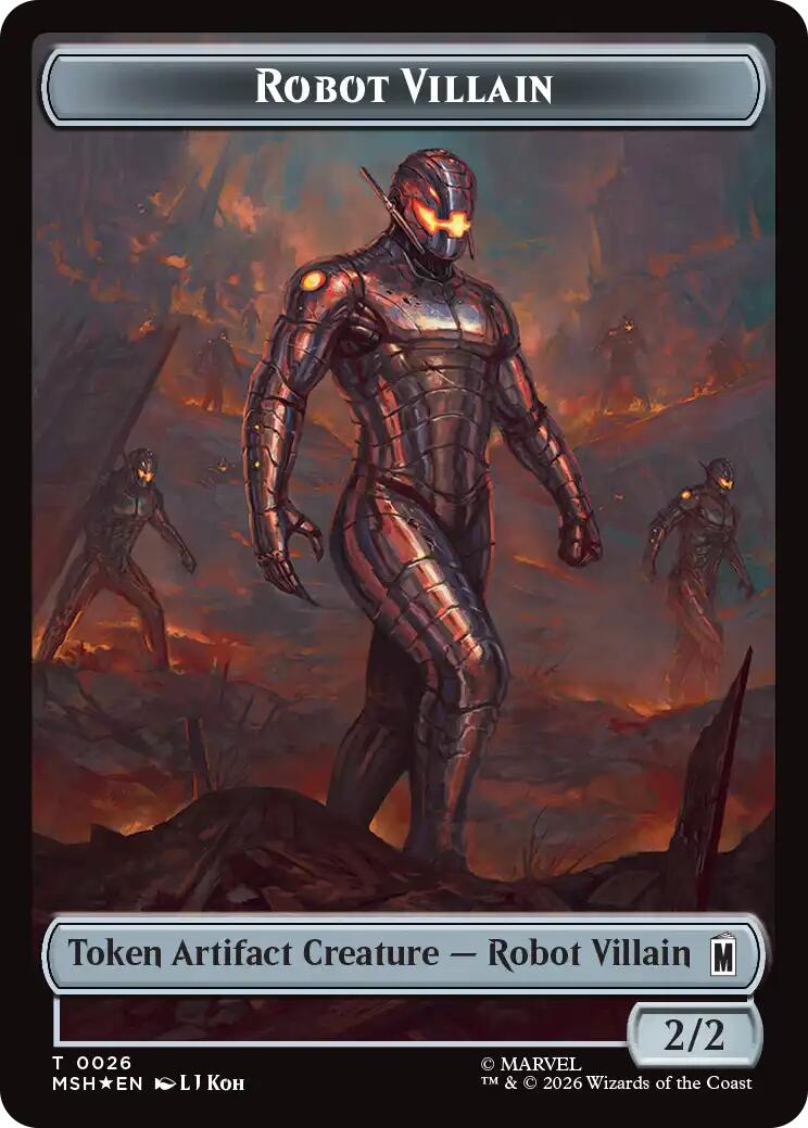 Villain // Robot Villain Double-Sided Token (025//026) (Surge Foil) [Marvel Super Heroes Tokens] | Lots Moore NSW