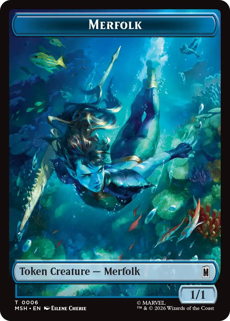 Merfolk // Doombot Double-Sided Token [Marvel Super Heroes Tokens] | Lots Moore NSW