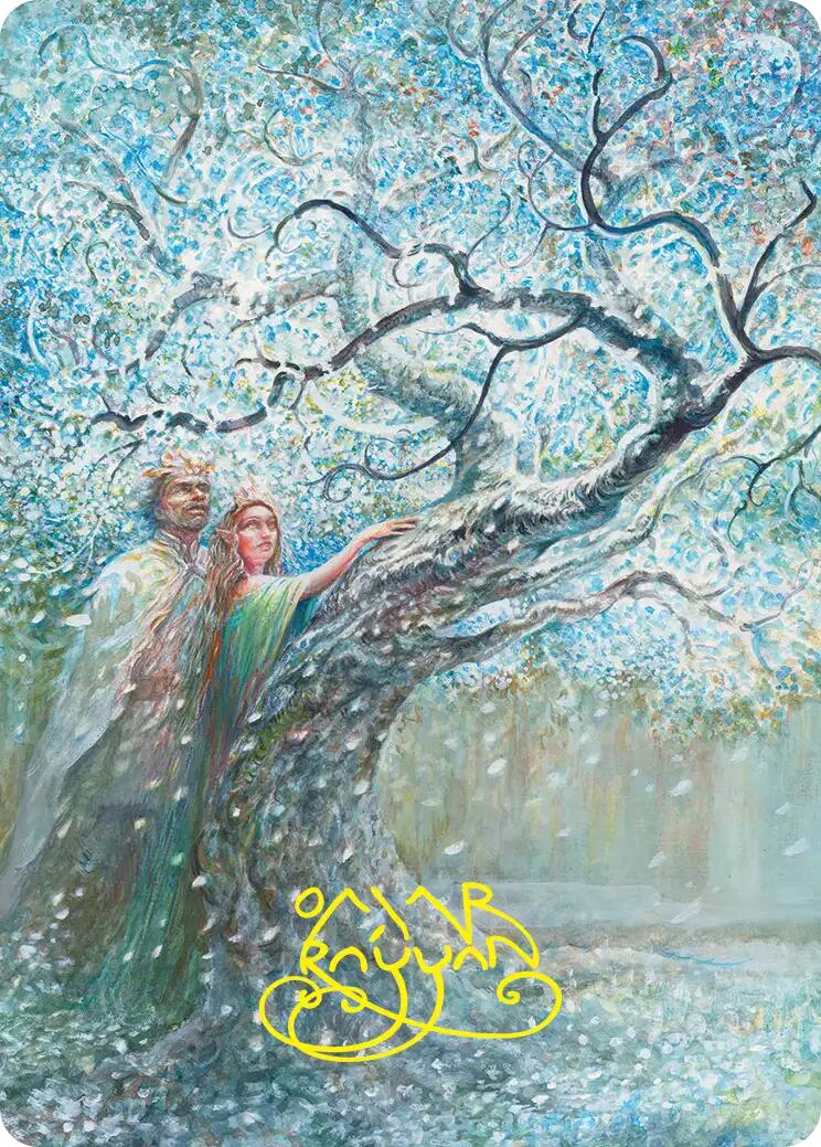 Flowering of the White Tree Art Card (Gold-Stamped Signature) [The Hobbit Art Series] | Lots Moore NSW