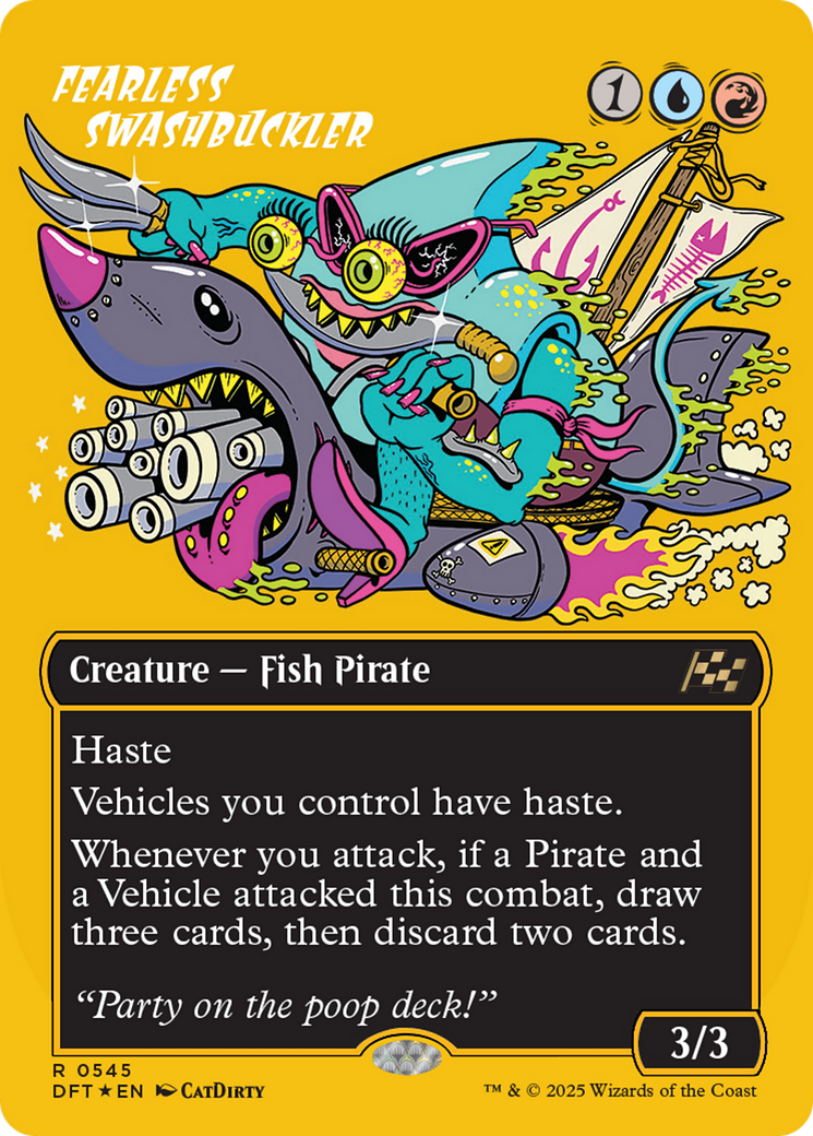 Fearless Swashbuckler (Borderless) (First-Place Foil) [Aetherdrift] | Lots Moore NSW