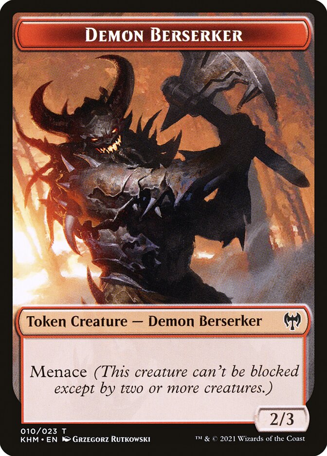 Human Warrior // Demon Berserker Double-Sided Token [Kaldheim Tokens] | Lots Moore NSW