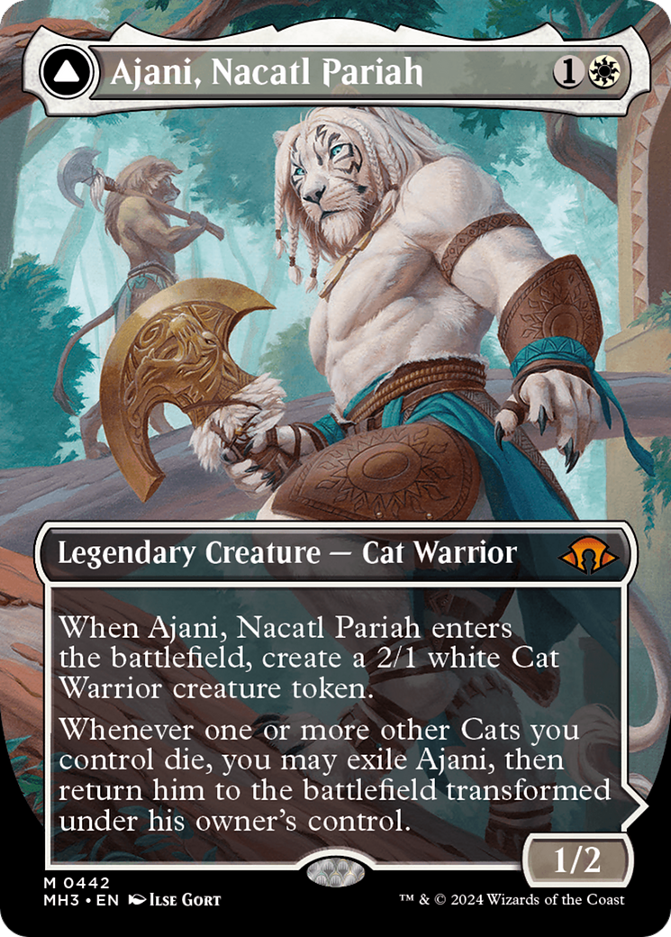 Ajani, Nacatl Pariah // Ajani, Nacatl Avenger (Borderless) [Modern Horizons 3] | Lots Moore NSW