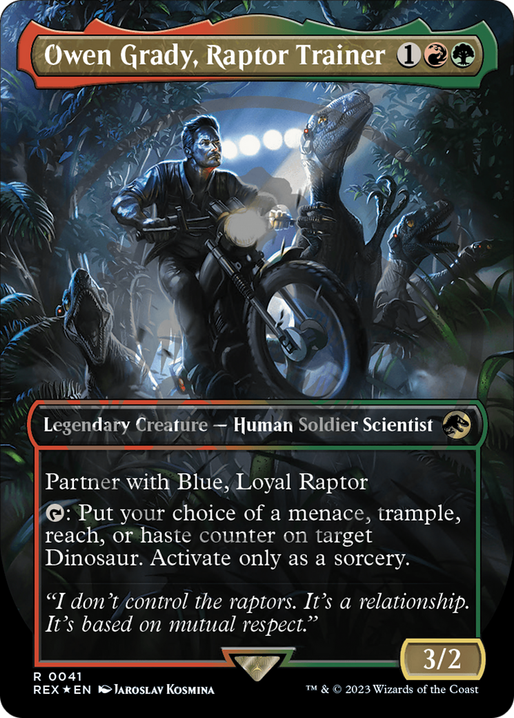 Owen Grady, Raptor Trainer (Emblem) (Borderless) [Jurassic World Collection Tokens] | Lots Moore NSW