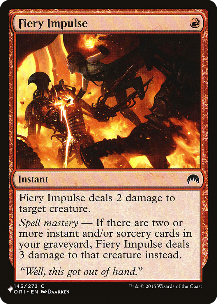 Fiery Impulse [The List] | Lots Moore NSW