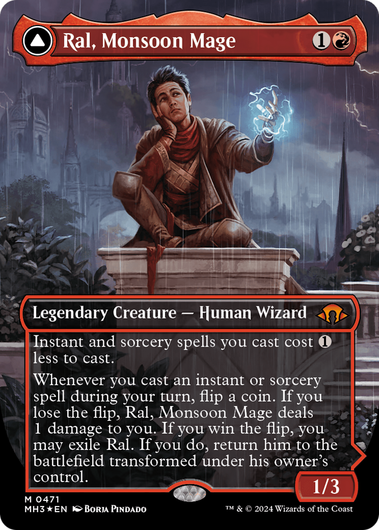 Ral, Monsoon Mage // Ral, Leyline Prodigy (Borderless) (Textured Foil) [Modern Horizons 3] | Lots Moore NSW