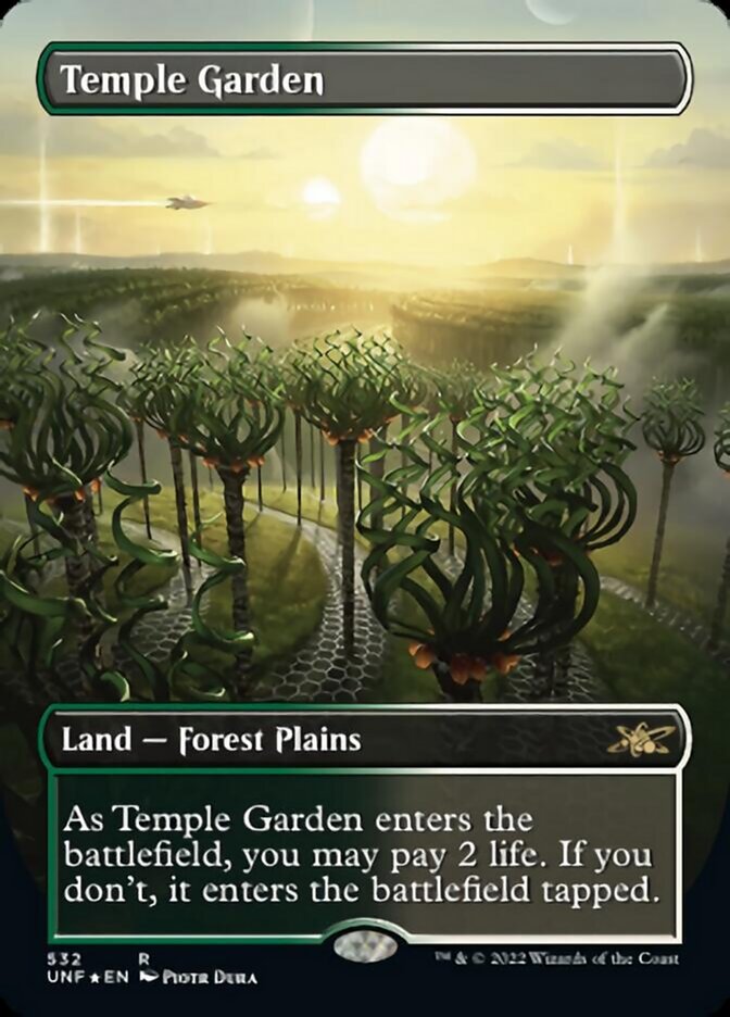 Temple Garden (Borderless) (Galaxy Foil) [Unfinity] | Lots Moore NSW