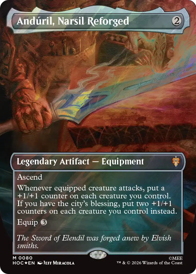 Anduril, Narsil Reforged (Borderless) (Surge Foil) [The Hobbit: Eternal-Legal] | Lots Moore NSW