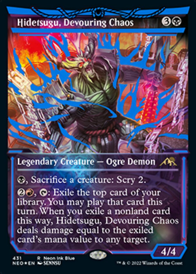 Hidetsugu, Devouring Chaos (Neon Ink Blue) [Kamigawa: Neon Dynasty] | Lots Moore NSW