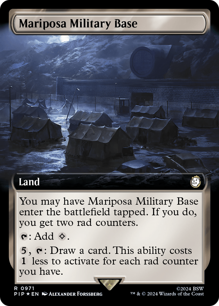 Mariposa Military Base (Extended Art) (Surge Foil) [Fallout] | Lots Moore NSW