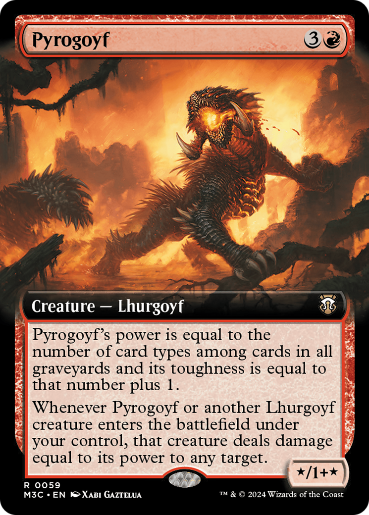 Pyrogoyf (Extended Art) (Ripple Foil) [Modern Horizons 3 Commander] | Lots Moore NSW