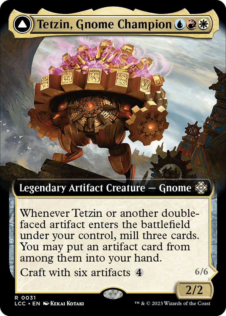 Tetzin, Gnome Champion // The Golden-Gear Colossus (Extended Art) [The Lost Caverns of Ixalan Commander] | Lots Moore NSW