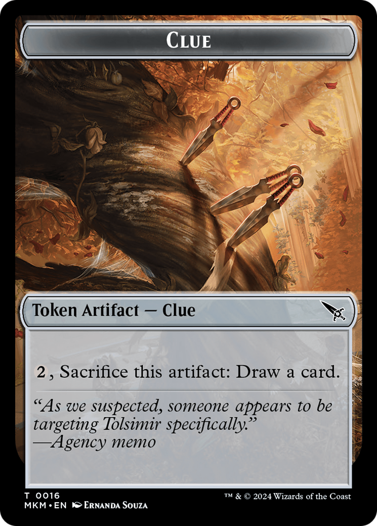 Clue (0016) // A 0043 Double-Sided Token [Murders at Karlov Manor Tokens] | Lots Moore NSW