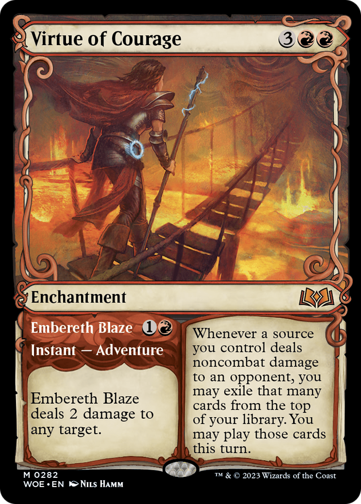 Virtue of Courage // Embereth Blaze (Showcase) [Wilds of Eldraine] | Lots Moore NSW