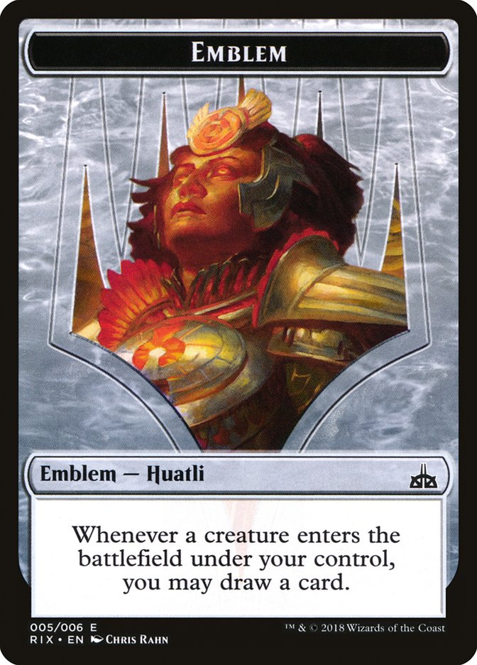 Huatli, Radiant Champion Emblem [Rivals of Ixalan Tokens] | Lots Moore NSW