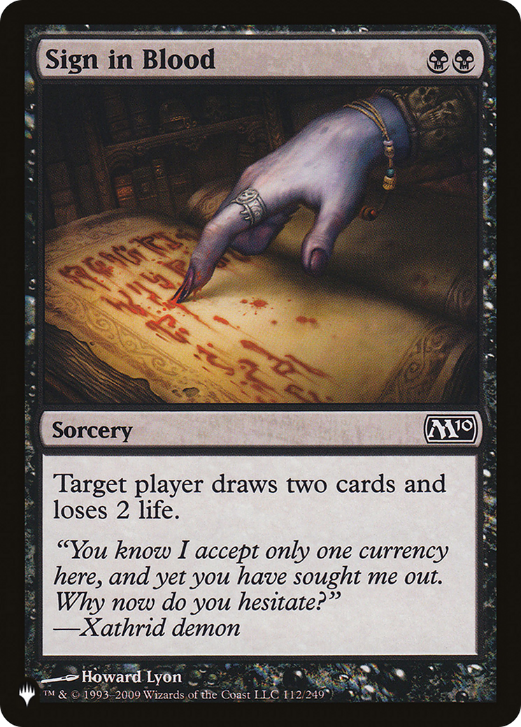 Sign in Blood (M10) [The List] | Lots Moore NSW