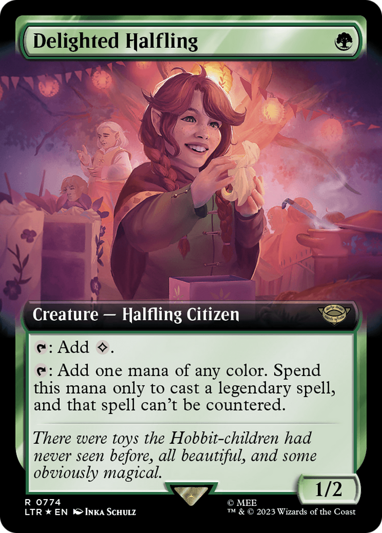 Delighted Halfling (Extended Art) (Surge Foil) [The Lord of the Rings: Tales of Middle-Earth] | Lots Moore NSW