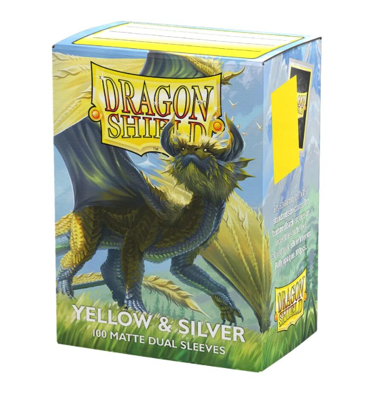 Dragon Shield: Sleeves – Matte Dual – Yellow & Silver | Lots Moore NSW