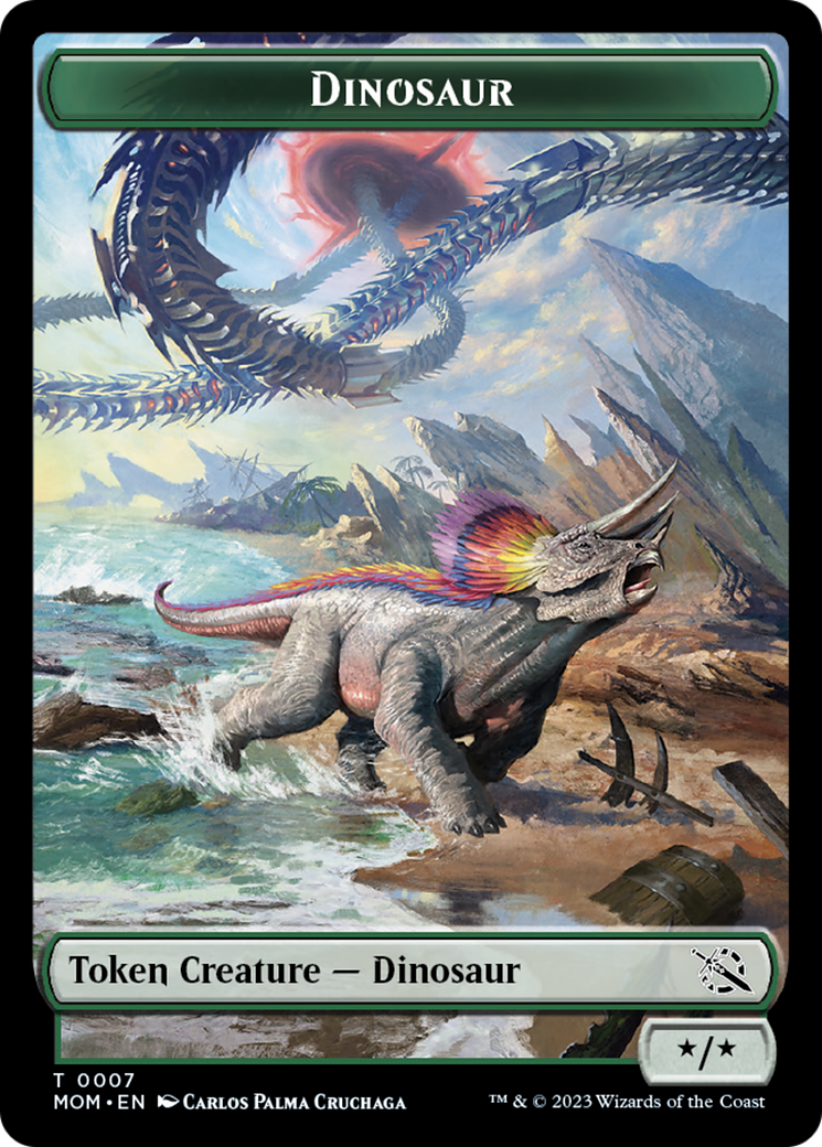 Warrior // Dinosaur Double-Sided Token [March of the Machine Tokens] | Lots Moore NSW