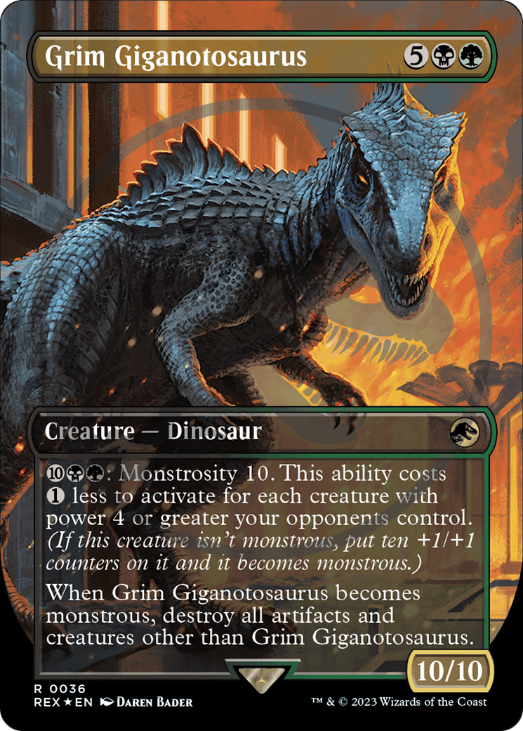 Grim Giganotosaurus (Emblem) (Borderless) [Jurassic World Collection Tokens] | Lots Moore NSW