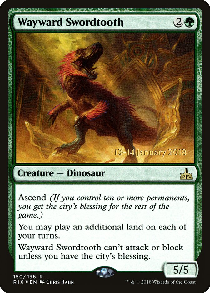 Wayward Swordtooth [Rivals of Ixalan Prerelease Promos] | Lots Moore NSW