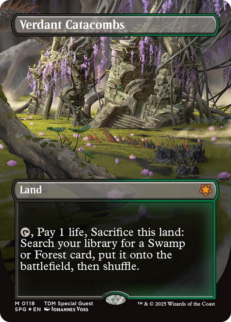 Verdant Catacombs (Borderless) (Dragonscale Foil) [Tarkir: Dragonstorm Special Guests] | Lots Moore NSW