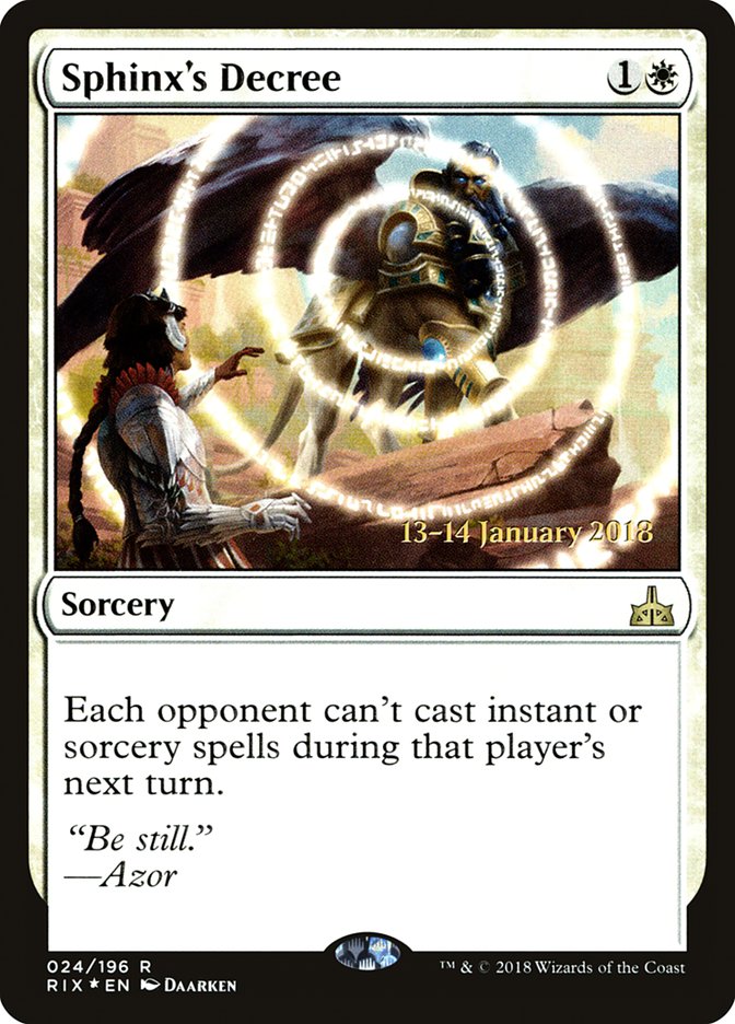 Sphinx's Decree [Rivals of Ixalan Prerelease Promos] | Lots Moore NSW