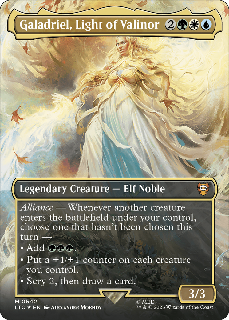 Galadriel, Light of Valinor (Borderless) (Surge Foil) [The Lord of the Rings: Tales of Middle-Earth Commander] | Lots Moore NSW