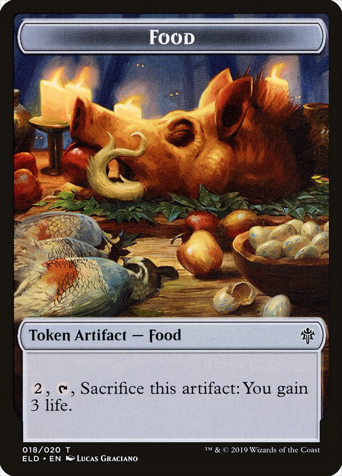 Human Rogue // Food (18) Double-Sided Token [Throne of Eldraine Tokens] | Lots Moore NSW
