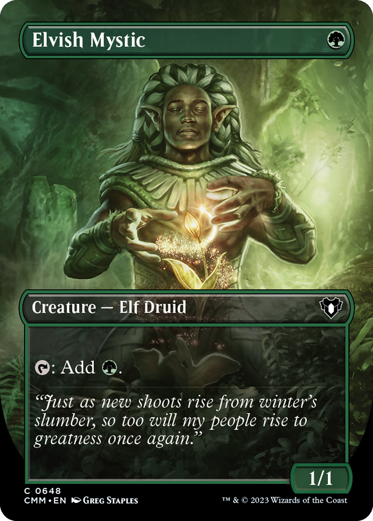 Elvish Mystic (Borderless Alternate Art) [Commander Masters] | Lots Moore NSW