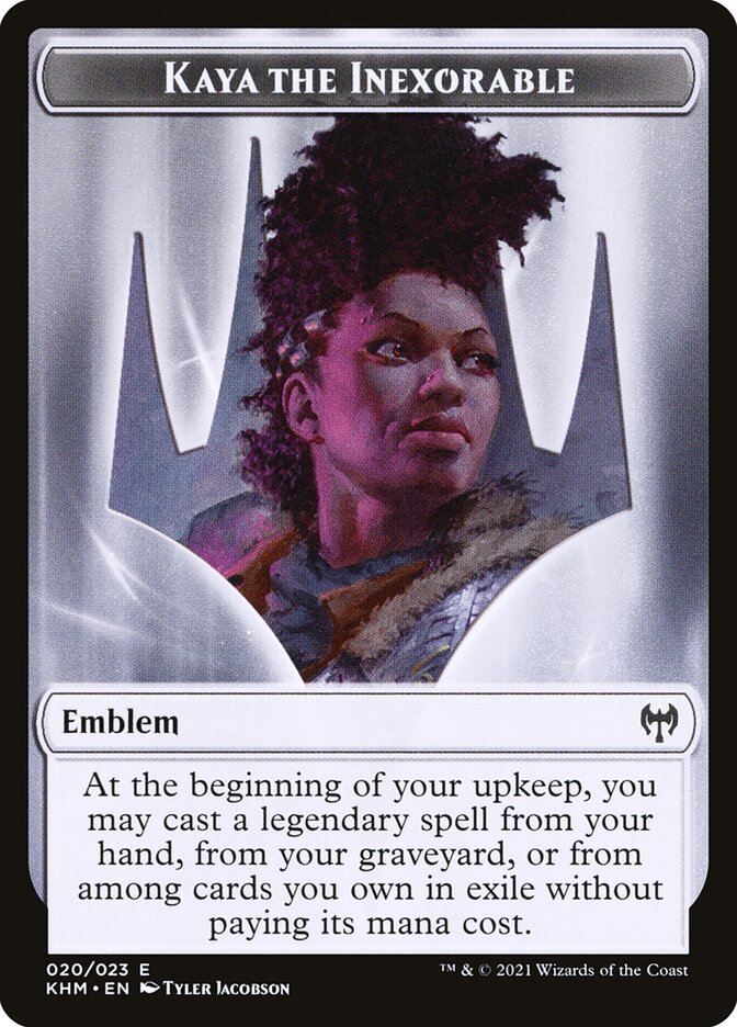 Human Warrior // Kaya, the Inexorable Emblem Double-Sided Token [Kaldheim Tokens] | Lots Moore NSW