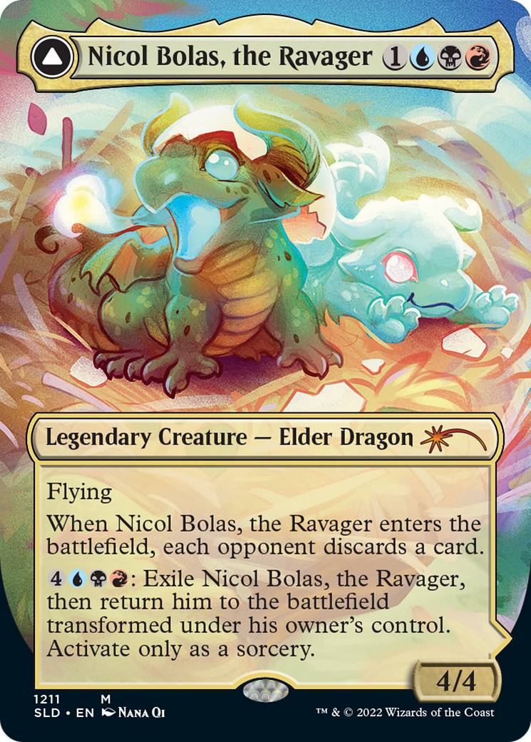 Nicol Bolas, the Ravager // Nicol Bolas, the Arisen (Display Commander) (Borderless) [Secret Lair: From Cute to Brute] | Lots Moore NSW