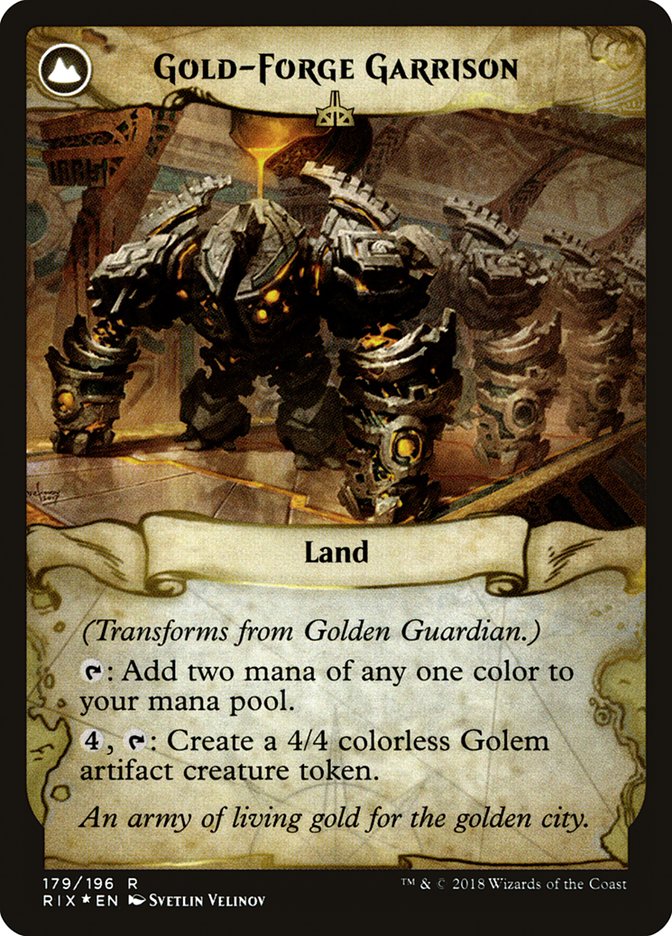 Golden Guardian // Gold-Forge Garrison [Rivals of Ixalan Prerelease Promos] | Lots Moore NSW