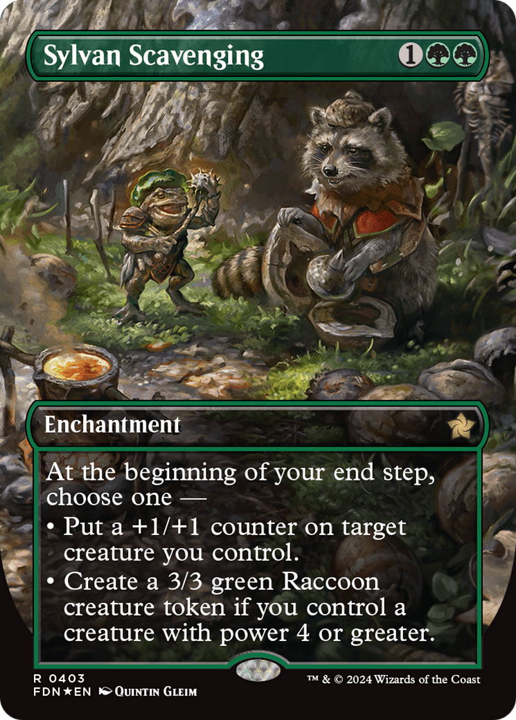 Sylvan Scavenging (Borderless) (Mana Foil) [Foundations] | Lots Moore NSW