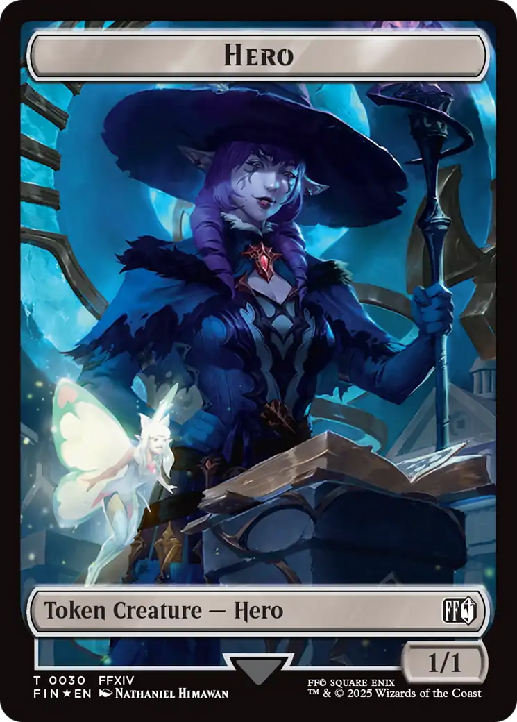 Hero (0030) // Wizard (0035) Double-Sided Token (Surge Foil) [FINAL FANTASY Tokens] | Lots Moore NSW