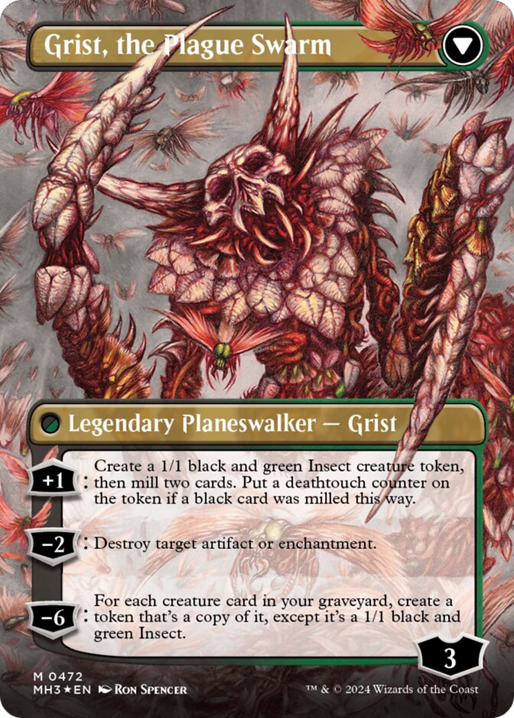 Grist, Voracious Larva // Grist, the Plague Swarm (Borderless) (Textured Foil) [Modern Horizons 3] | Lots Moore NSW