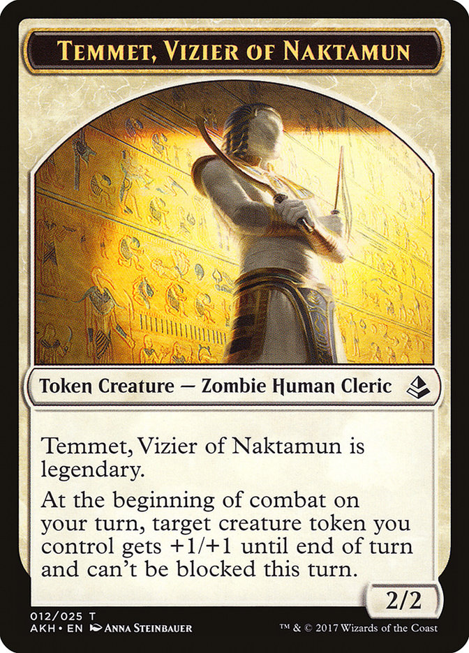 Temmet, Vizier of Naktamun // Zombie Double-Sided Token [Amonkhet Tokens] | Lots Moore NSW