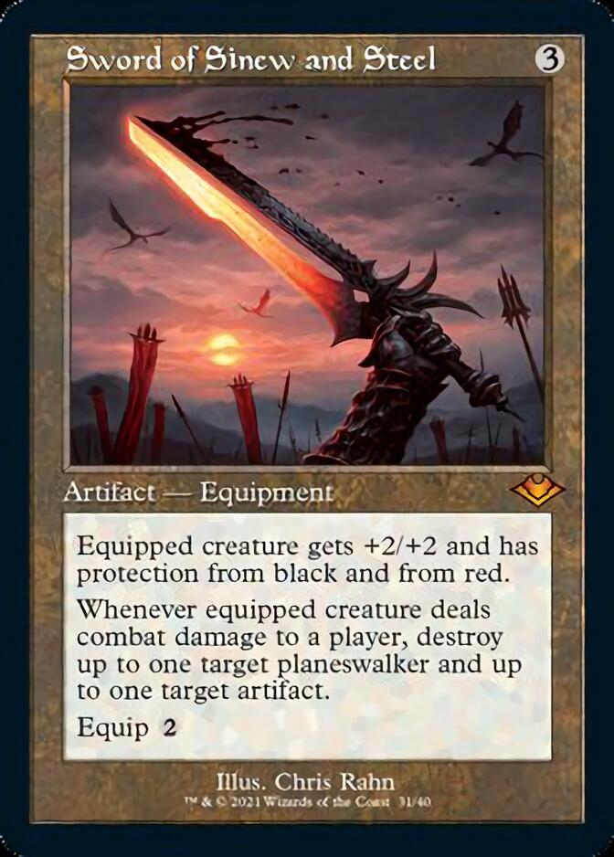 Sword of Sinew and Steel (Retro Foil Etched) [Modern Horizons] | Lots Moore NSW