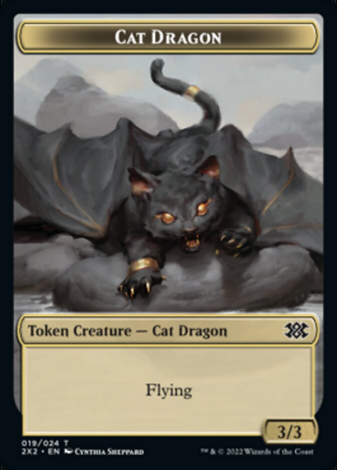 Cat Dragon // Spirit (002) Double-Sided Token [Double Masters 2022 Tokens] | Lots Moore NSW