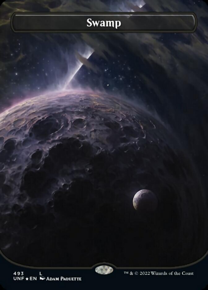 Swamp (493) (Orbital Space-ic Land) (Galaxy Foil) [Unfinity] | Lots Moore NSW