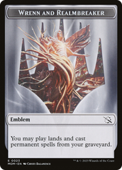 Warrior // Wrenn and Realmbreaker Emblem Double-Sided Token [March of the Machine Tokens] | Lots Moore NSW