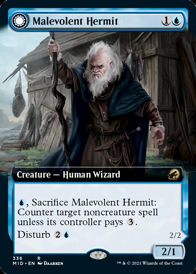Malevolent Hermit // Benevolent Geist (Extended Art) [Innistrad: Midnight Hunt] | Lots Moore NSW