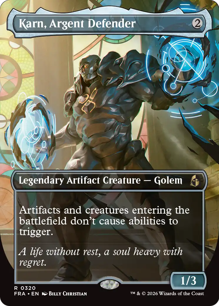 Karn, Argent Defender (Borderless) [Reality Fracture] | Lots Moore NSW