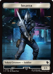 Soldier // Rebel Double-Sided Token (Surge Foil) [FINAL FANTASY Commander Tokens] | Lots Moore NSW