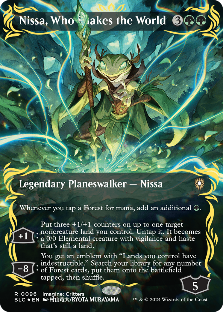 Nissa, Who Shakes the World (Borderless) (Raised Foil) [Bloomburrow Commander] | Lots Moore NSW